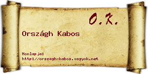 Országh Kabos névjegykártya